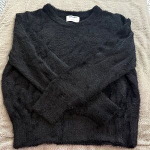 Old Navy Black Fuzzy Crewneck Sweater